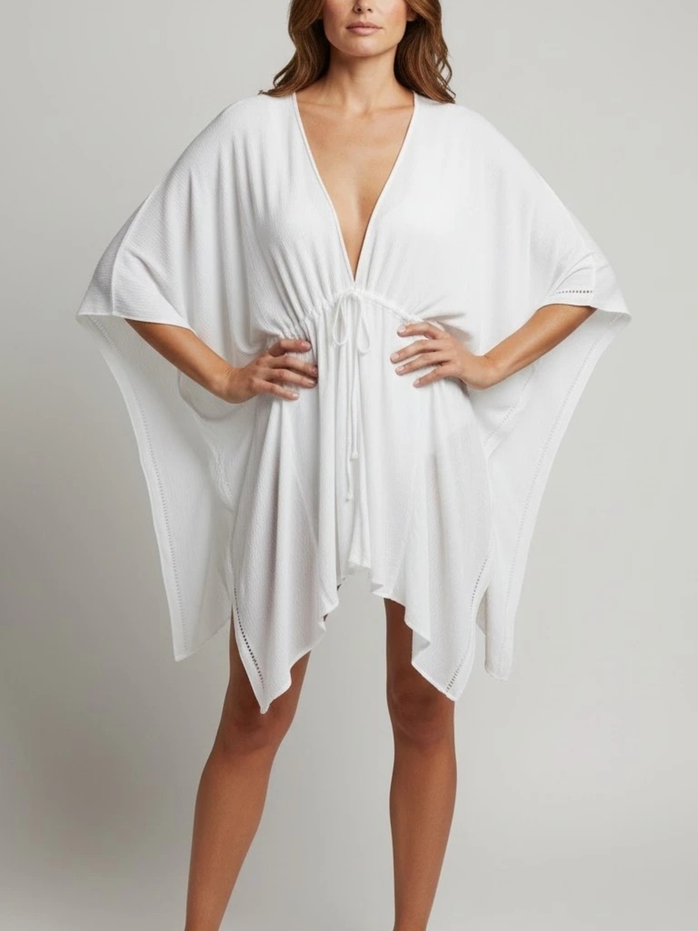 Topshop White Women’s Swim Cover-Up Tunic with Drawstring